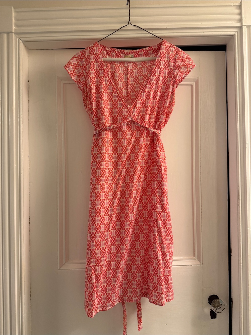 Matta Pink and White Patterned Midi Dress